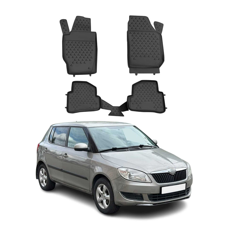 Tapis de sol pour Skoda Fabia 2007-2014 en caoutchouc TPE 3D Noir 4Pcs