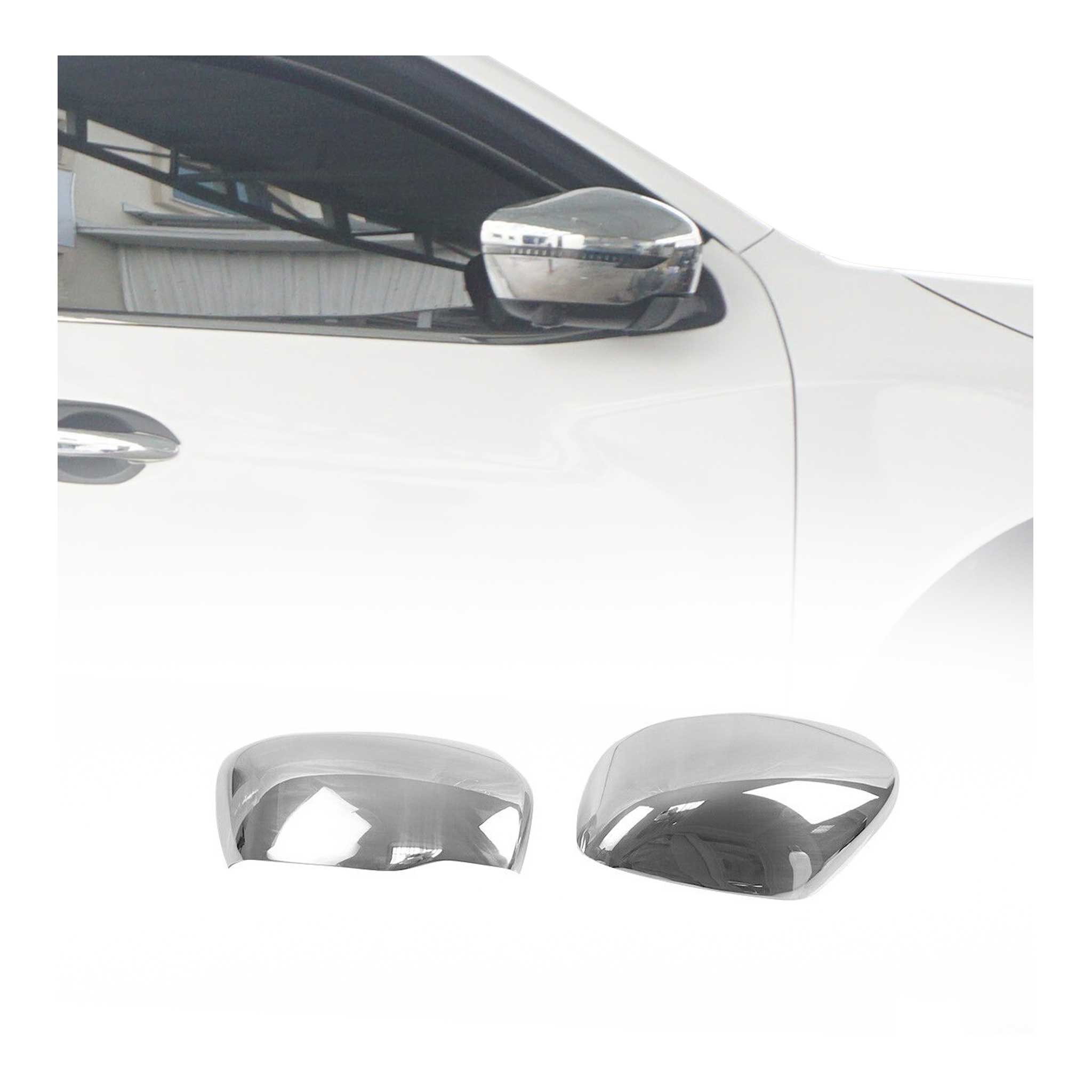 Coques de Rétroviseurs pour Nissan Navara 2016-2020 en Acier Chromé Argent