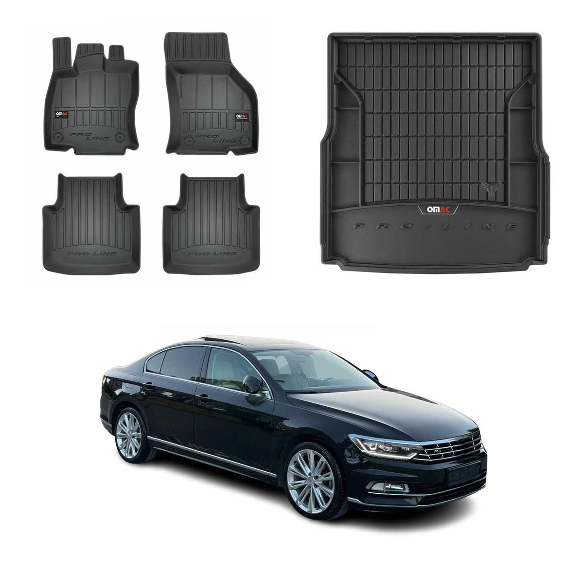 OMAC Kit Tapis de Sol et Coffre pour VW Passat B8 Break 2014-2019