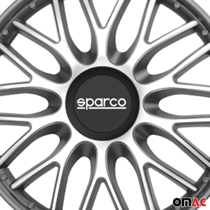 SPARCO Jeu Enjoliveurs de Roues 15 Pouces Argenté Gris en ABS 4 piéces