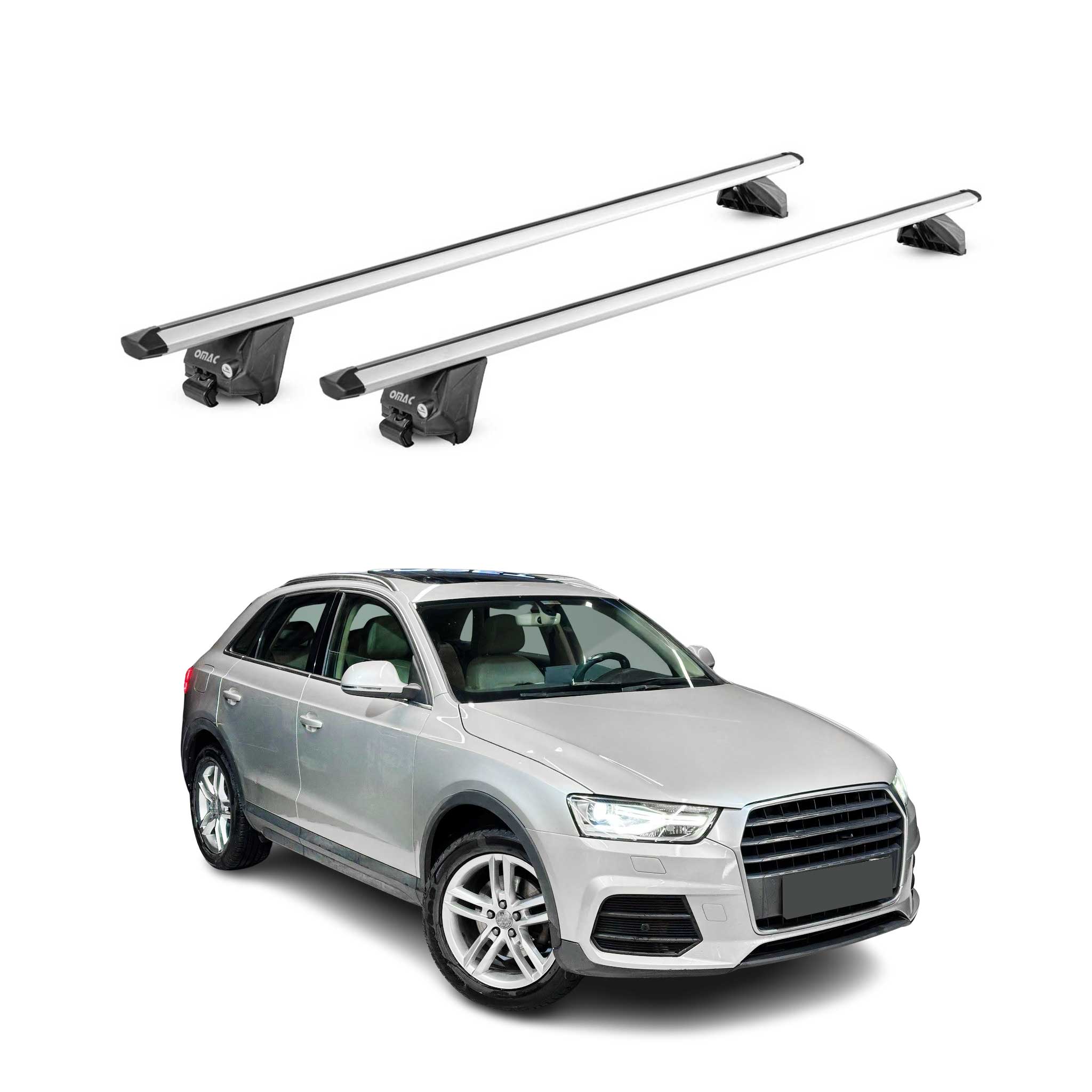 Barres de toit transversales pour Audi Q3 8U 2011-2018 Alu Gris Argenté 2x ABE