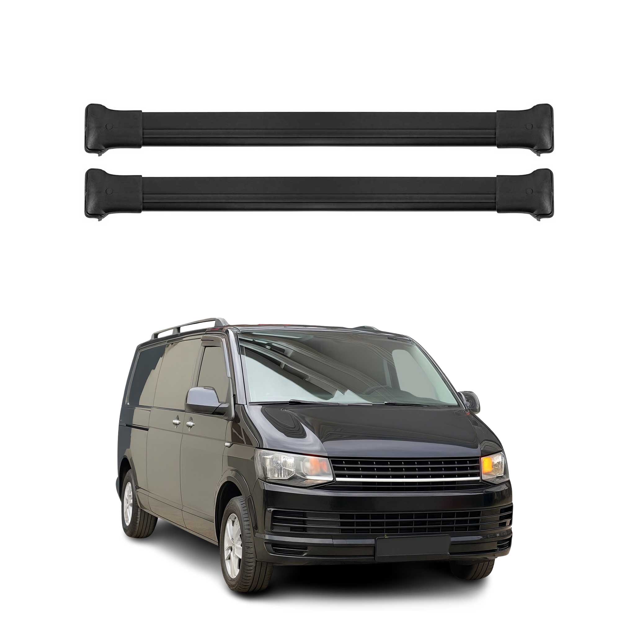 Barres de Toit Transversales pour VW T6 T6.1 Transporter tout 2015-2024 Alu Noir