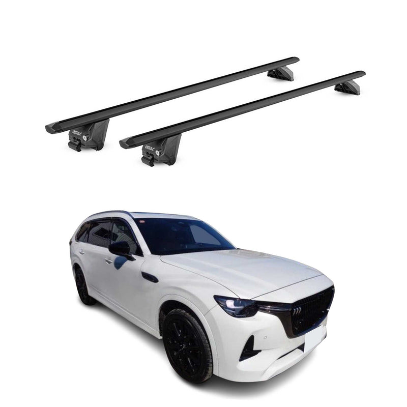 Barres de toit transversales pour Mazda CX-80 2024-2025 Noir Aluminium 2Pcs ABE