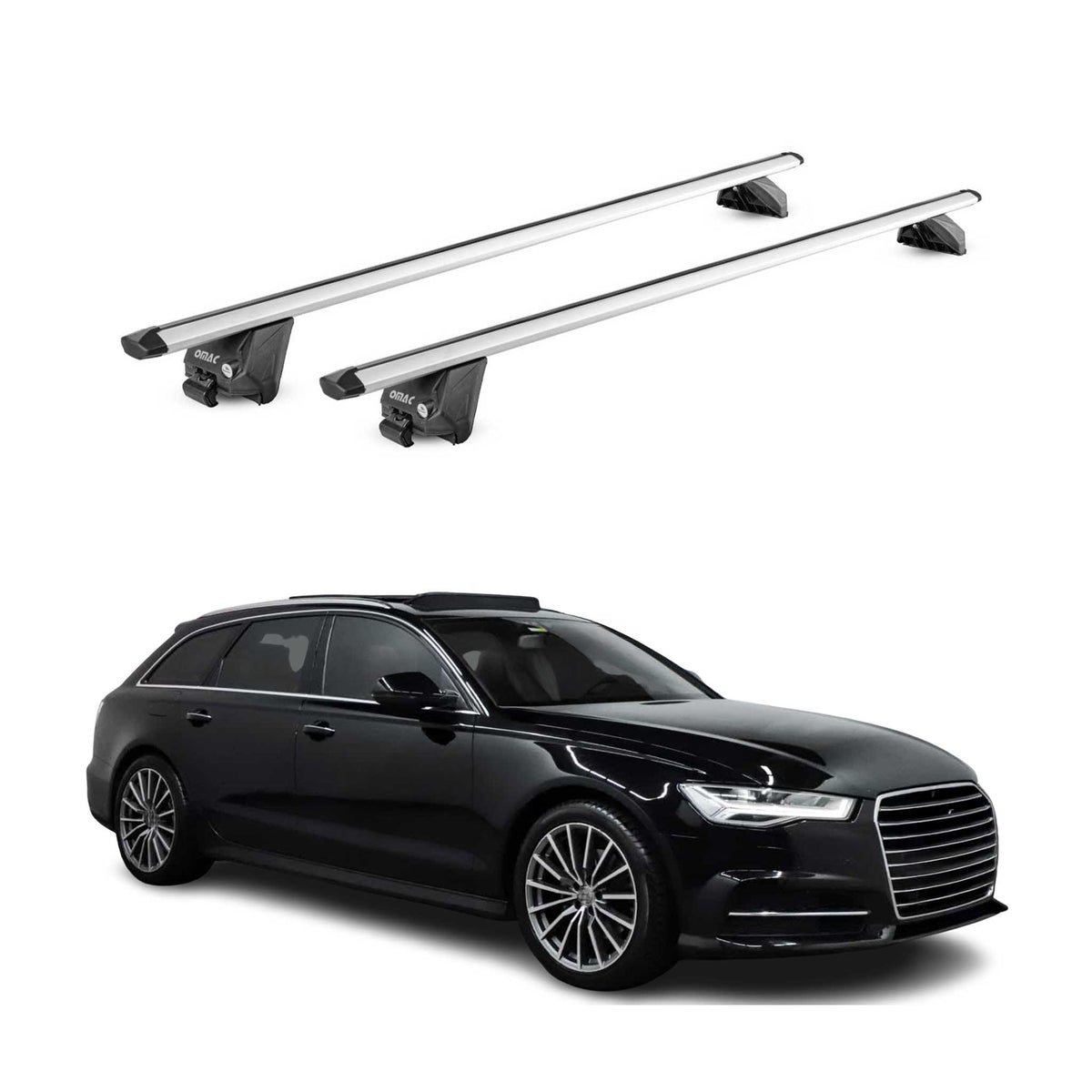 Barres de toit transversales pour Audi A6 SW C7 2011-2018 Alu Gris 2 pièces ABE