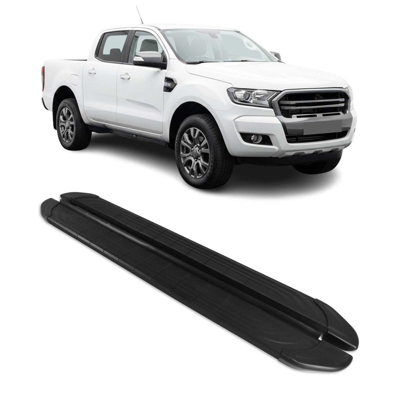 Marchepieds Latéraux pédale pour Ford Ranger T6 2012-22 DoubleCab 2Pcs Alu Noir