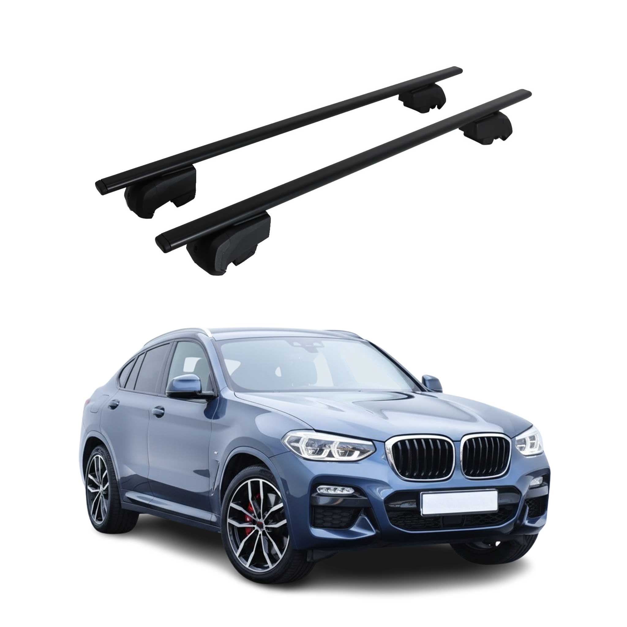 Barres de toit Transversales pour BMW X4 G02 2018-2025 Fer Noir 2Pcs