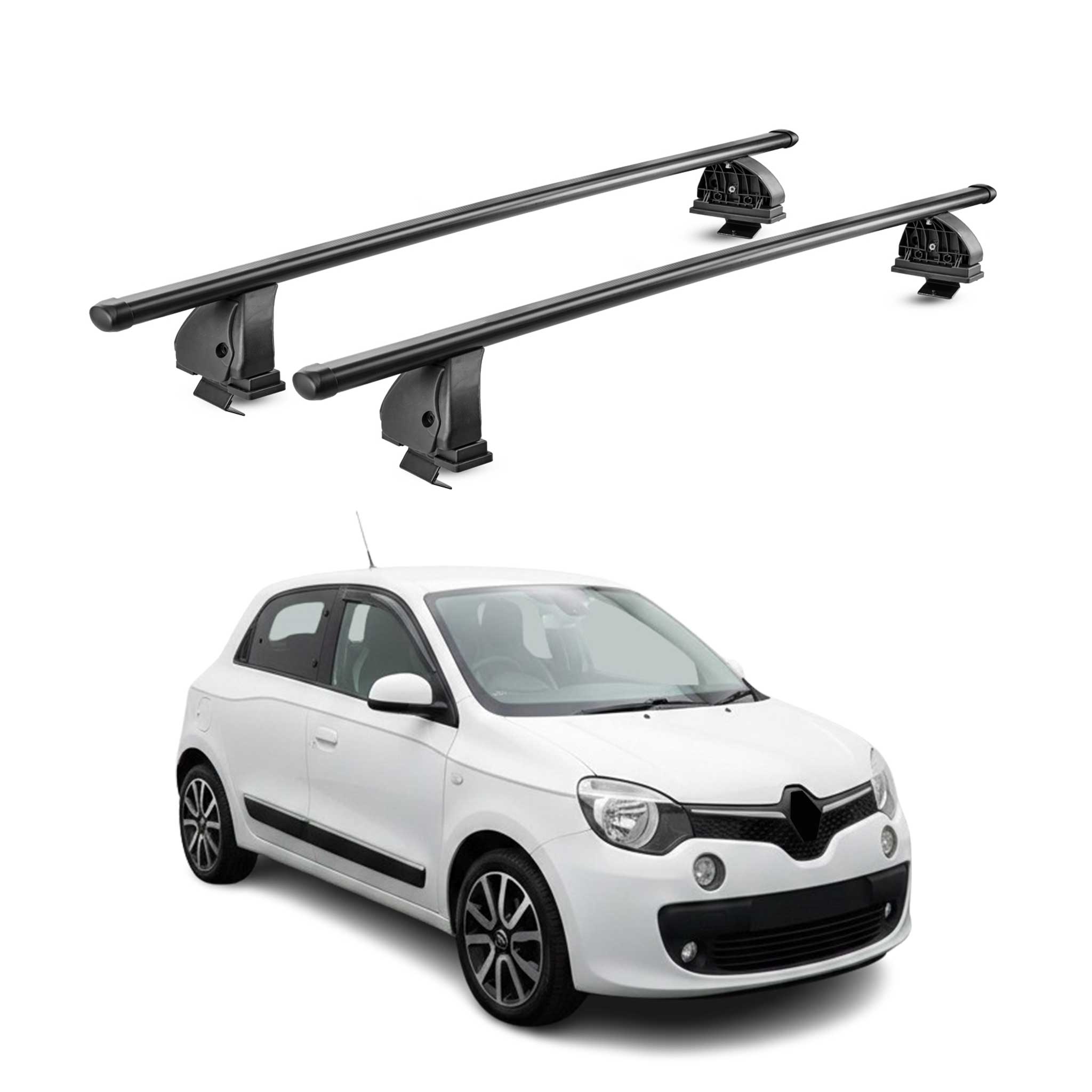 Barres de toit transversales acier pour Renault Twingo III 2014-2024 TÜV Noir 2x