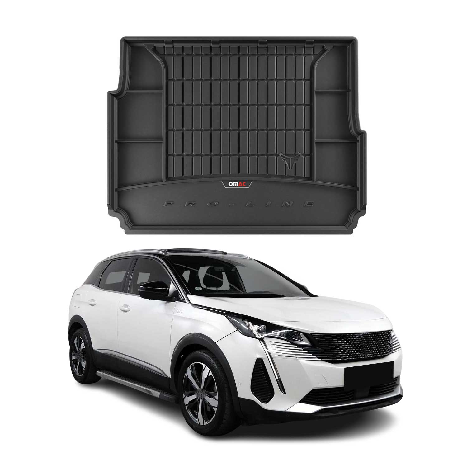 Tapis de Coffre pour Peugeot 3008 2016-2024 Hybrid Noir TPE