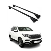 Barres de toit Transversales pour Ssangyong Rexton Y400 2017-2021 Fer Noir