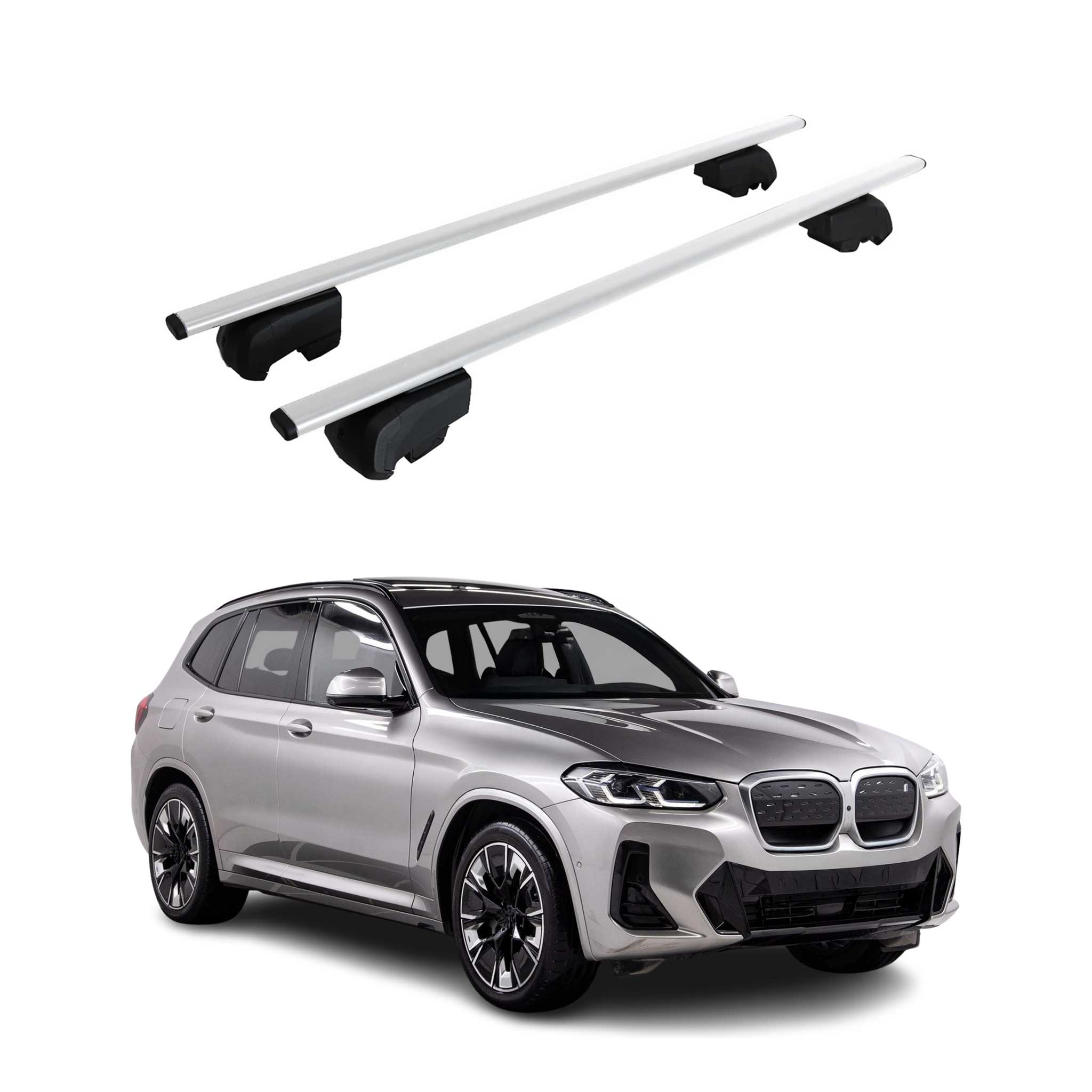 Barres de toit transversales pour BMW IX3 G08 2020-2024 Fer Argent