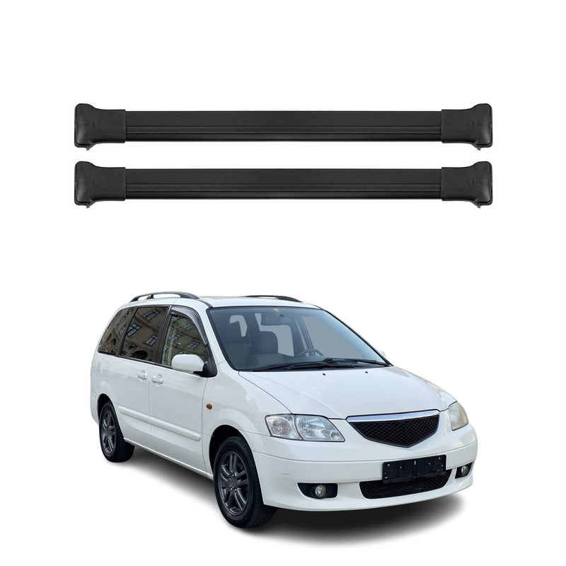 Barres de Toit transversales pour Mazda MPV 1996-2006 Aluminium Noir 2Pcs