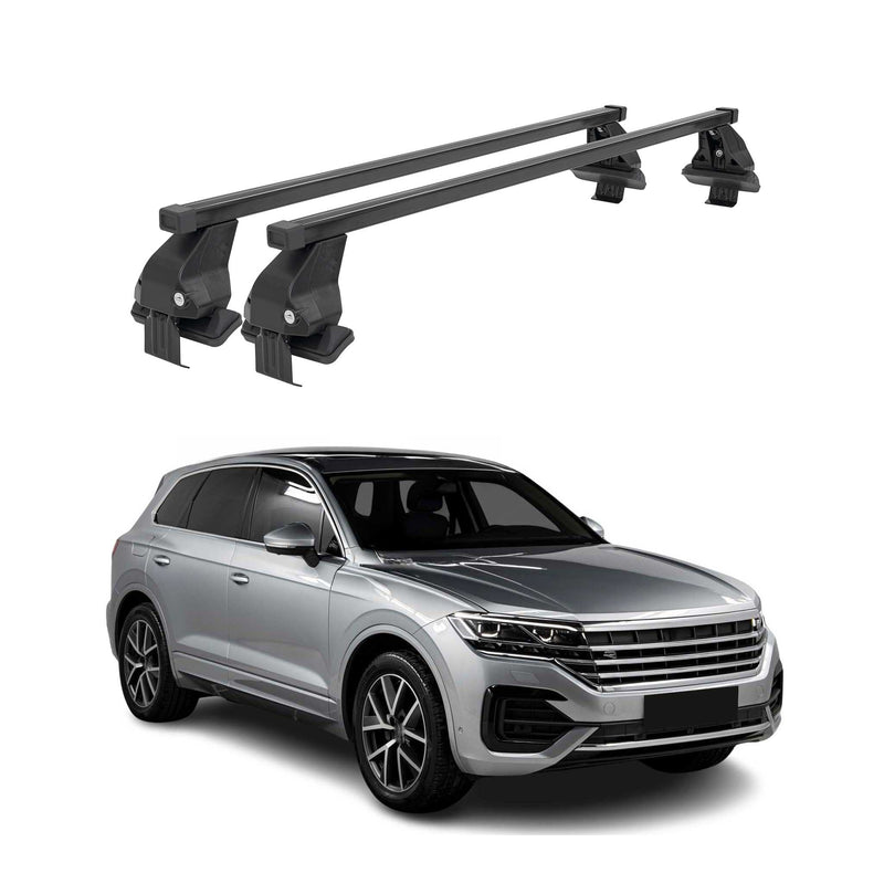 Menabo Barres de toit transversales pour VW Touareg III 2018-2025 Acier Noir 2x