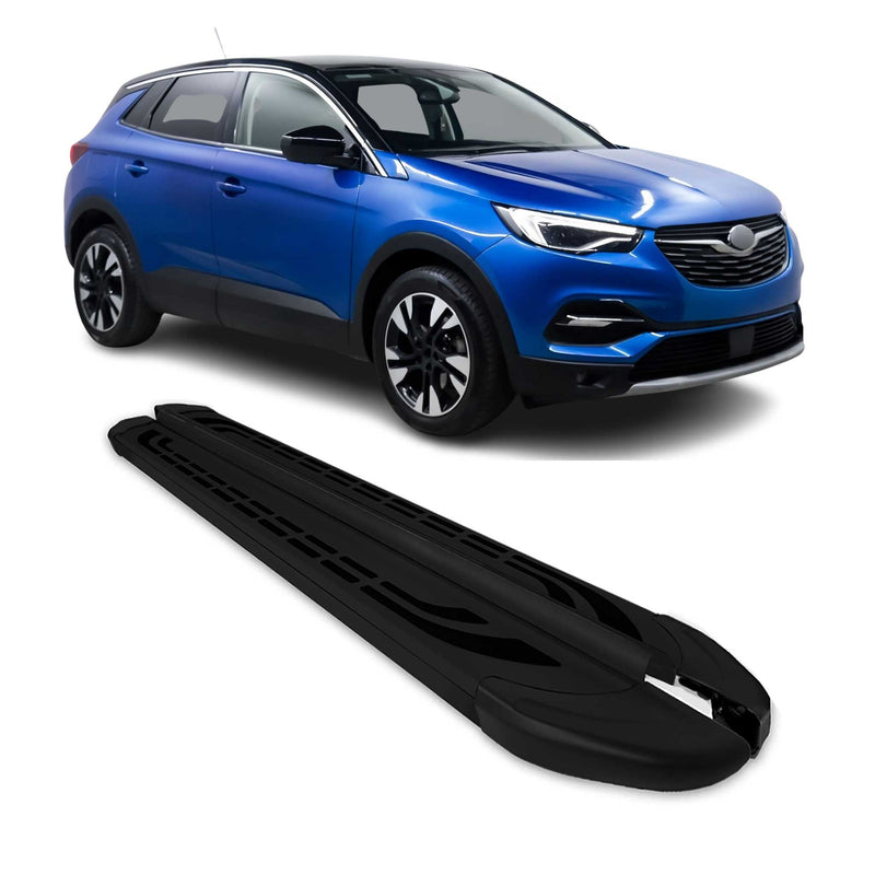Marchepieds Latéraux pédale pour Opel Grandland 2021-2024 Aluminium Noir 2Pcs