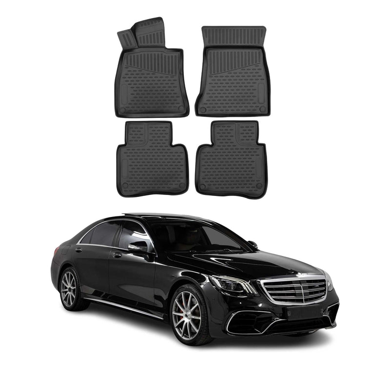 Tapis de sol pour Mercedes Classe S W222 AMG 2013-2017 caoutchouc TPE 3D Noir 4x