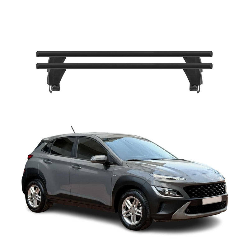 Menabo Barres de toit Transversales pour Hyundai Kona 2017-2025 Noir ABE 2x