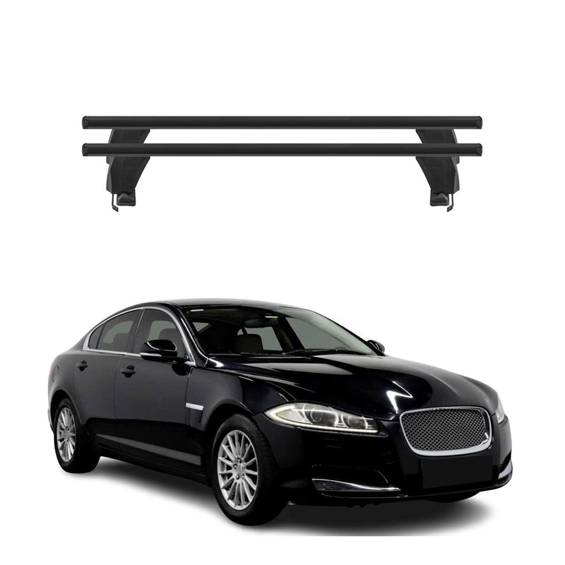 Menabo Barres de toit Transversales pour Jaguar XF X250 2008-2015 Alu Noir ABE