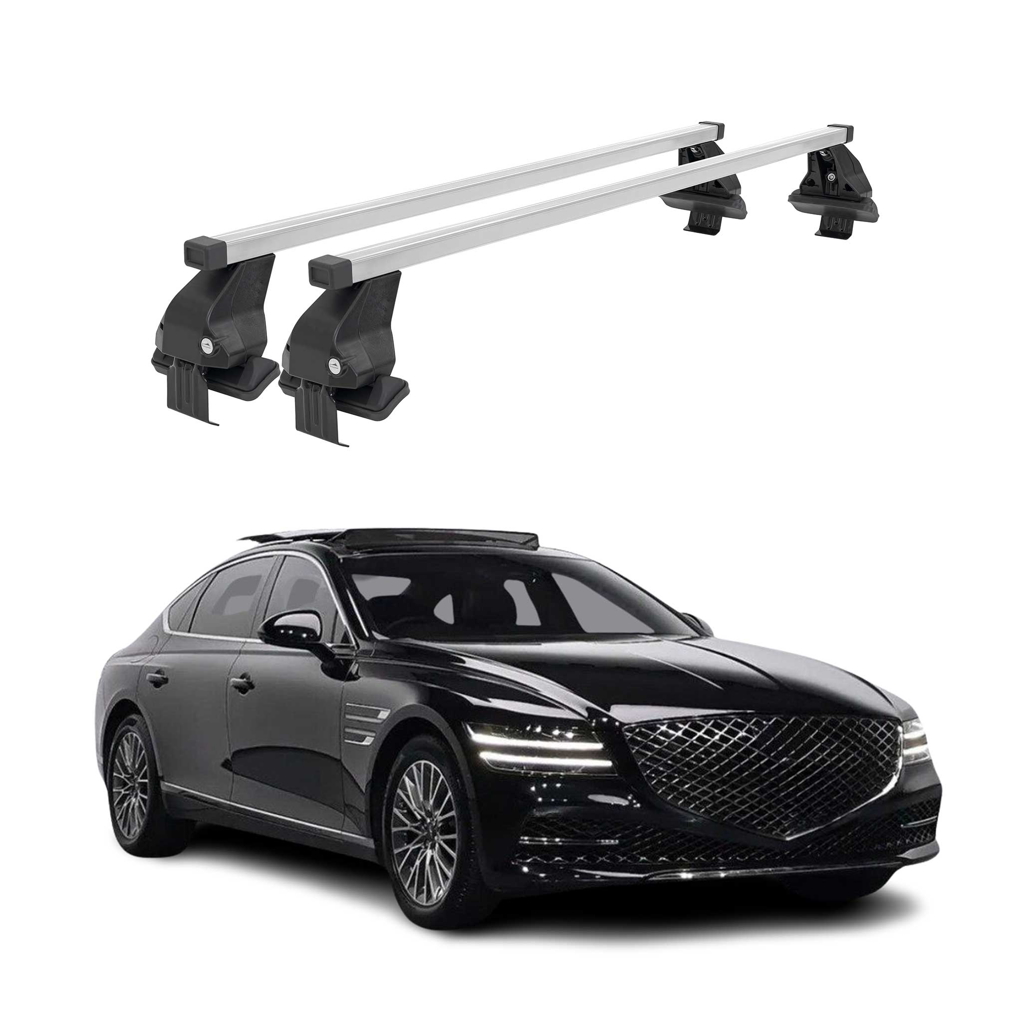 Barres de toit transversales pour Genesis G80 2017-2026 Gris