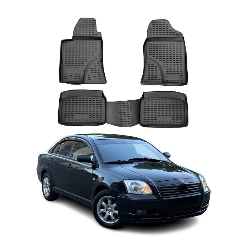 Tapis de sol pour Toyota Avensis 2003-2009 en caoutchouc TPE 3D Noir 4Pcs