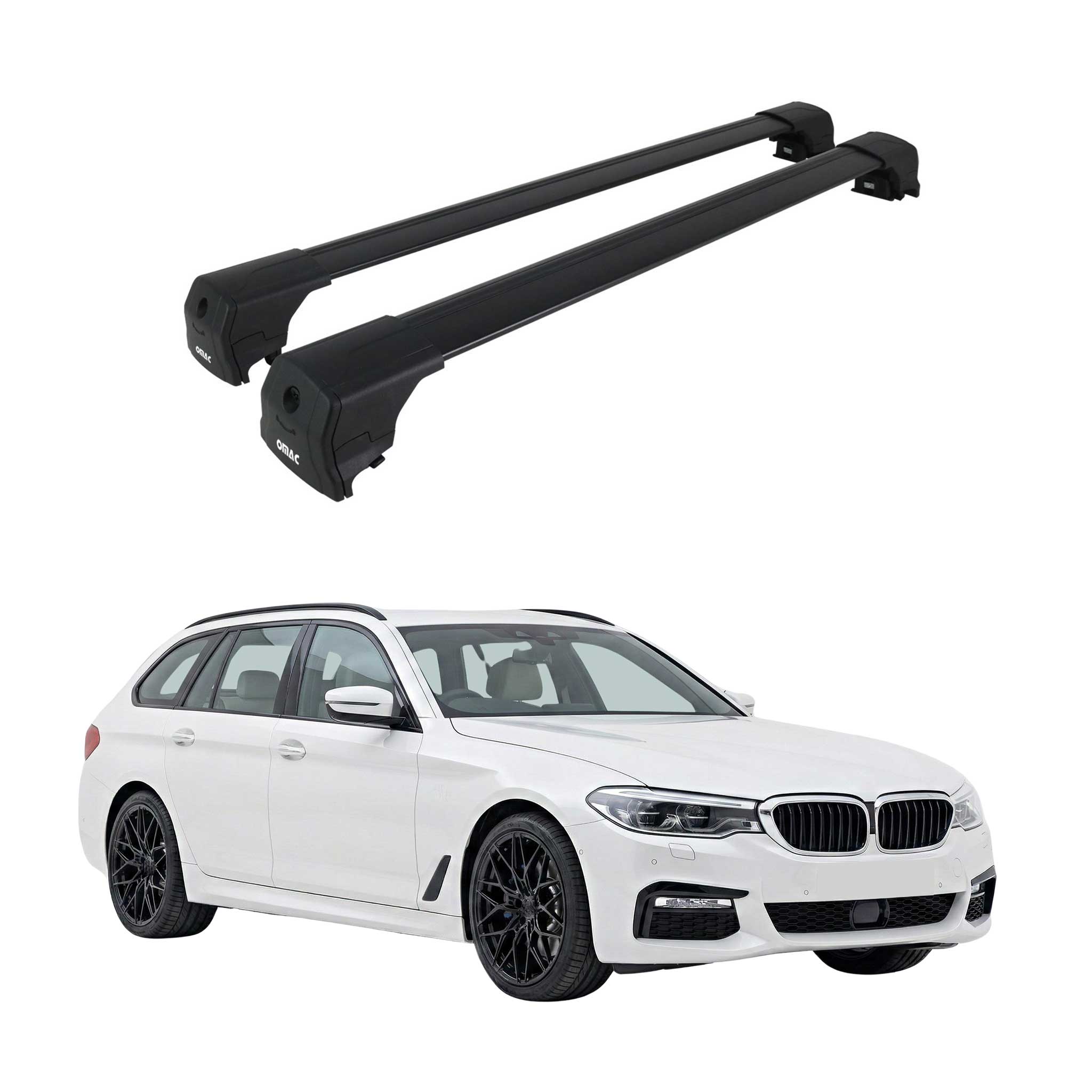 Barres De Toit Transversales pour BMW Serie 5 Break G31 2017-2023 Alu Noir 2Pcs