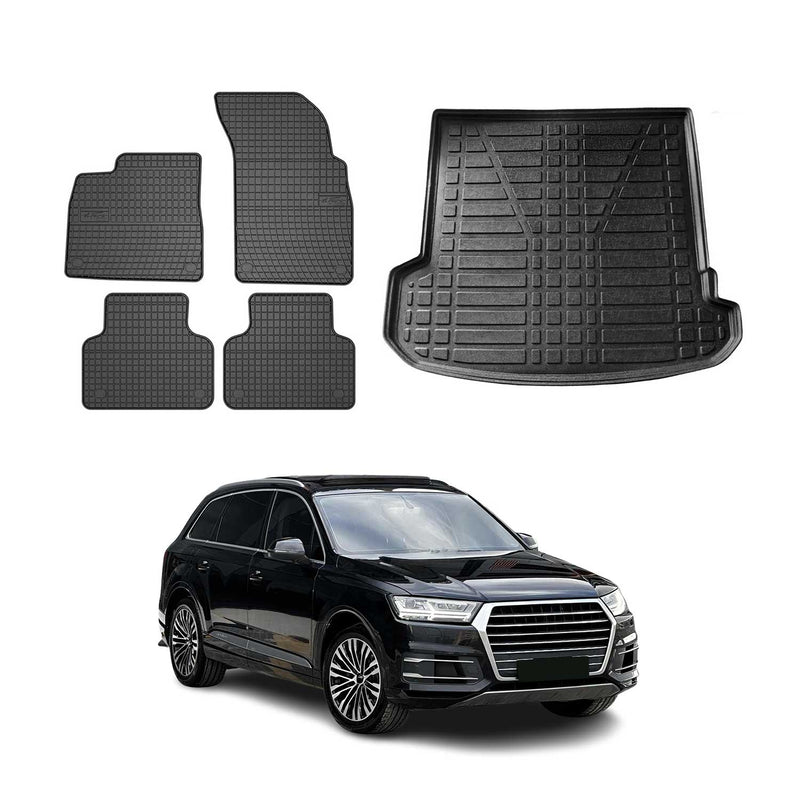 Kit Tapis de sol et coffre pour Audi Q7 4M 2015-2025 Noir TPE