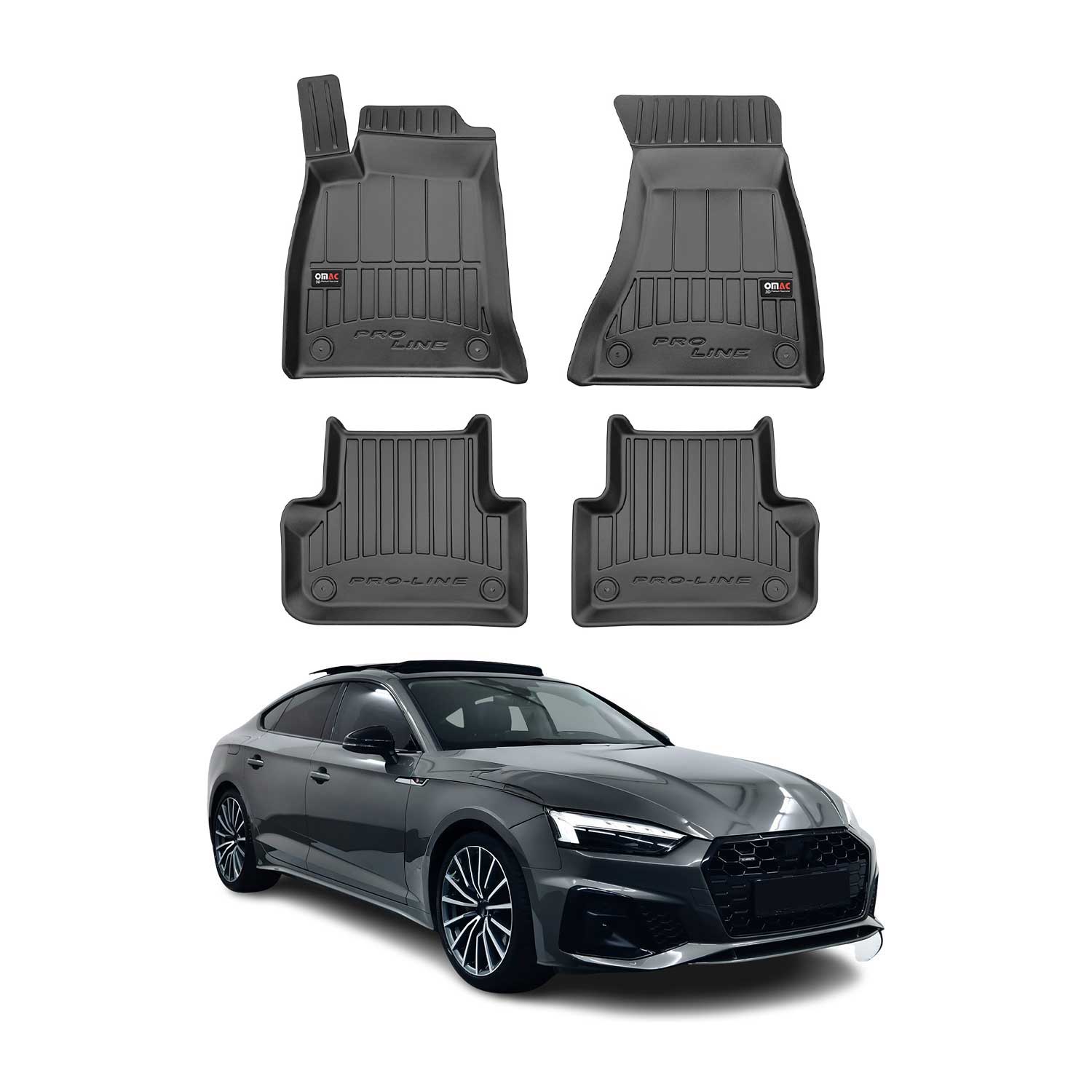 Tapis de Sol pour Audi A5 Sportback F5 2018-2025 OMAC Premium Noir Caoutchouc