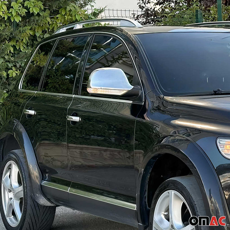 Coques de Rétroviseurs pour VW Touareg I 2007-2010 en Acier Chromé Argent