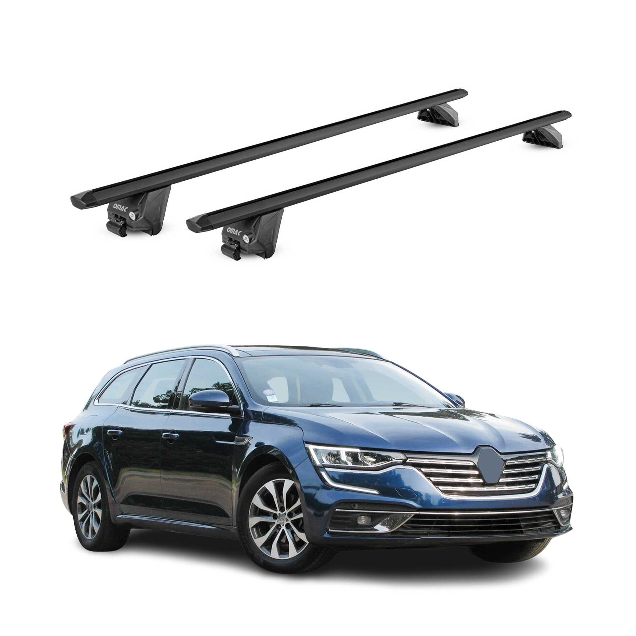Barres de toit transversales pour Renault Talisman SW 2015-2022 Alu Noir 2x ABE