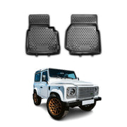OMAC Tapis de sol pour Land Rover Defender 90 2007-2015 2Pcs en caoutchouc Noir