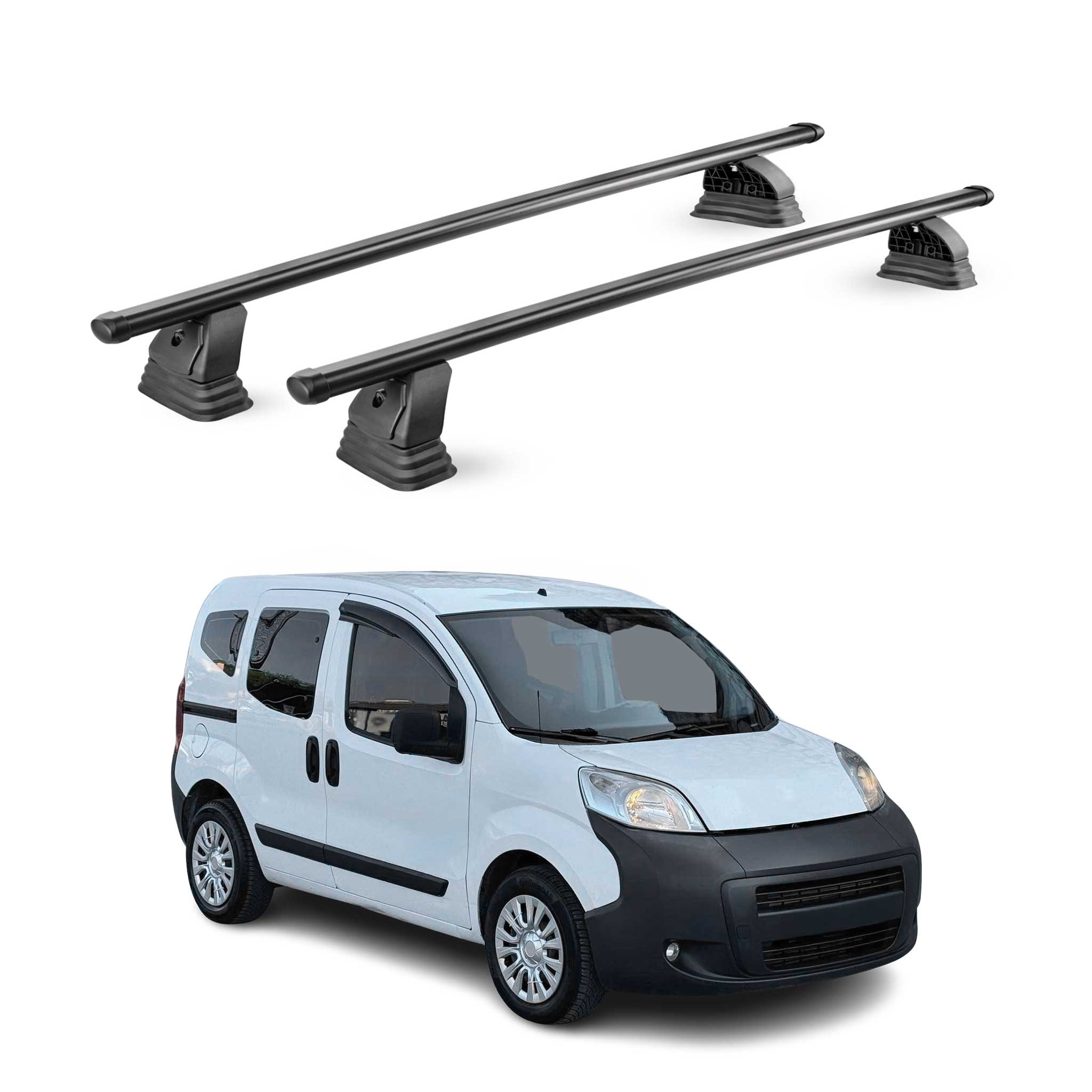 Barres de toit transversales acier pour Peugeot Bipper 2007-2016 TÜV Noir 2Pcs