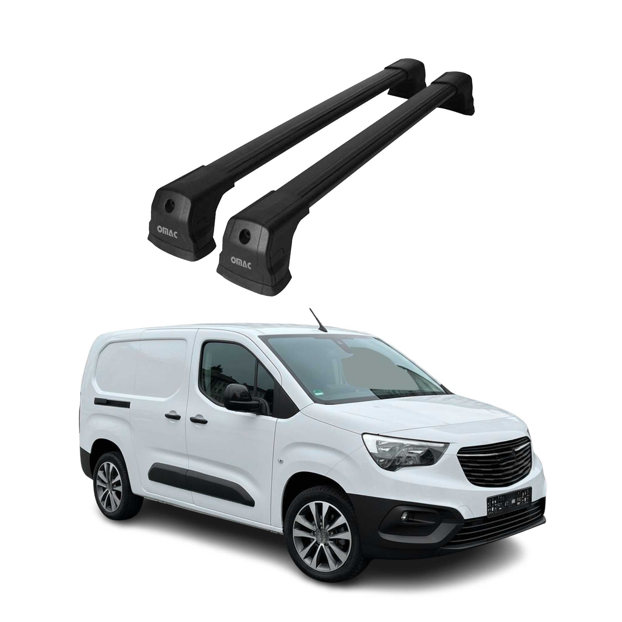 Barres de toit transversales pour Opel Combo E 2019-2026 Aluminium Noir 2Pcs