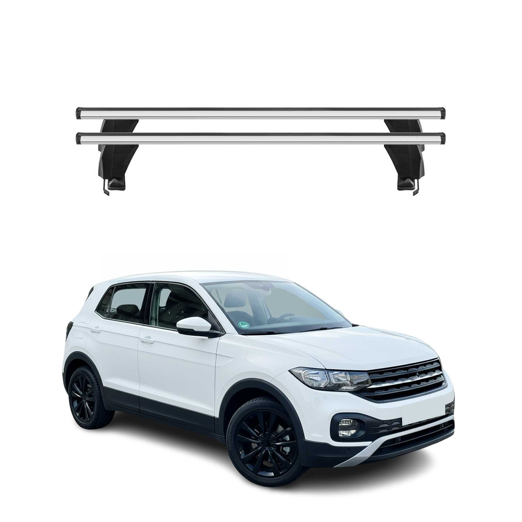 Menabo Barres de toit transversales pour VW T-Cross 2019-2026 Alu Gris 2x