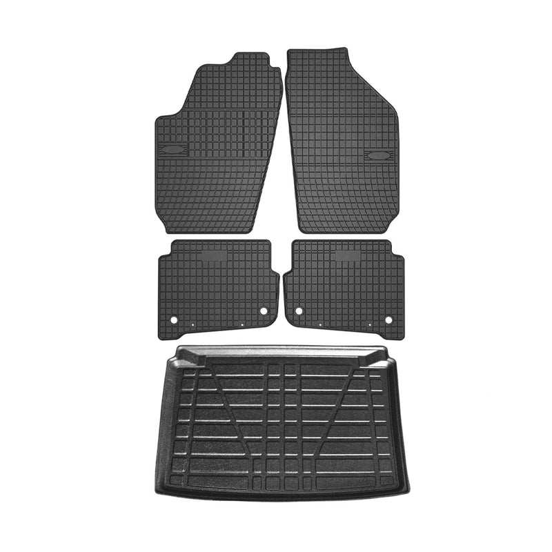 Kit Tapis de sol et coffre pour VW Polo 2005-2009 TPE Noir