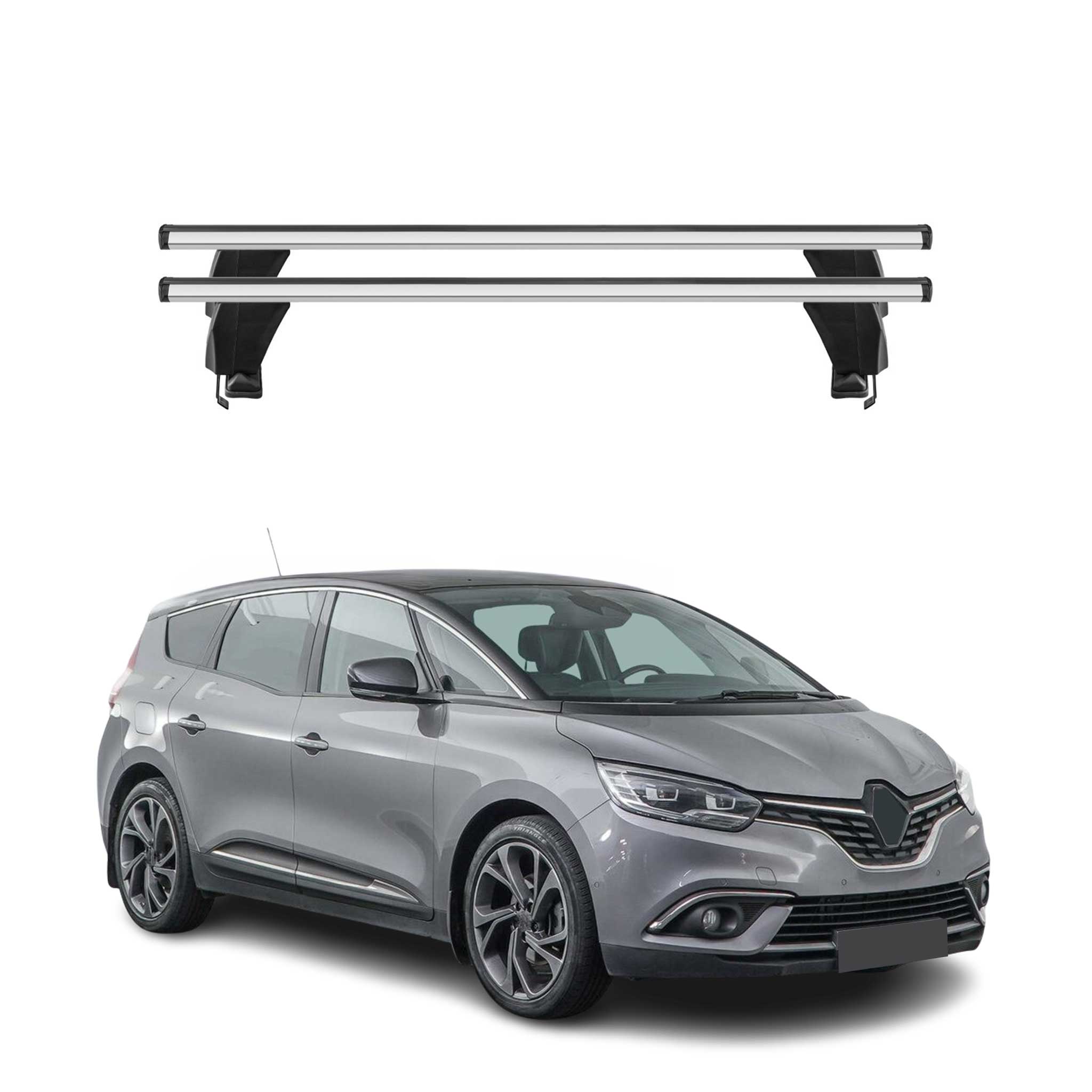 Menabo Barres de toit Transversales pour Renault Grand Scenic IV 2016-2022 Gris