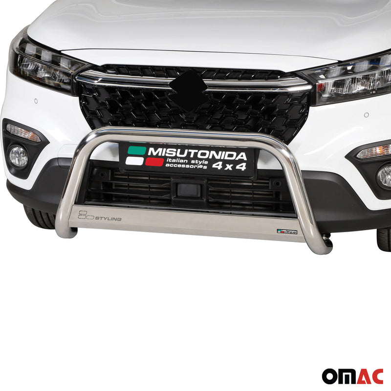 Pare-buffle Avant pour Suzuki Sx4 S-Cross Hybride 2022-2025 63mm en Acier Argent