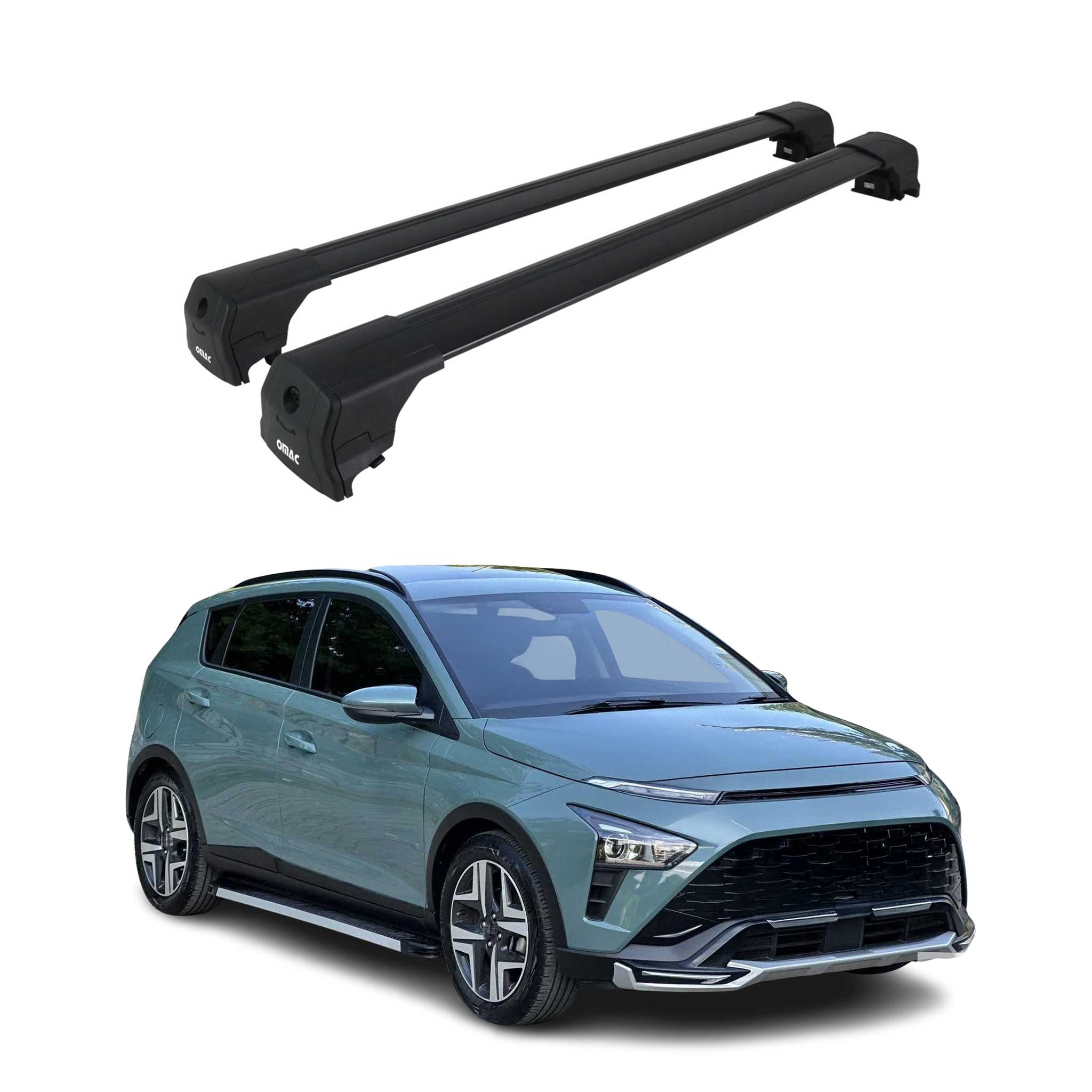 Barres De Toit Transversales pour Hyundai Bayon 2021-2026 Aluminium Noir ABE