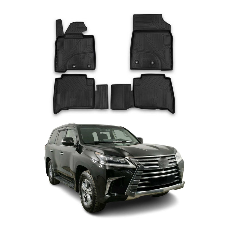 Tapis de sol pour Lexus LX 570 2015-2025 en caoutchouc TPE 3D Noir 4Pcs