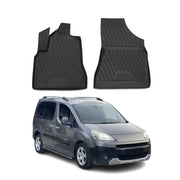 Tapis de sol pour Peugeot Partner 2008-2018 en caoutchouc TPE 3D Noir 2Pcs