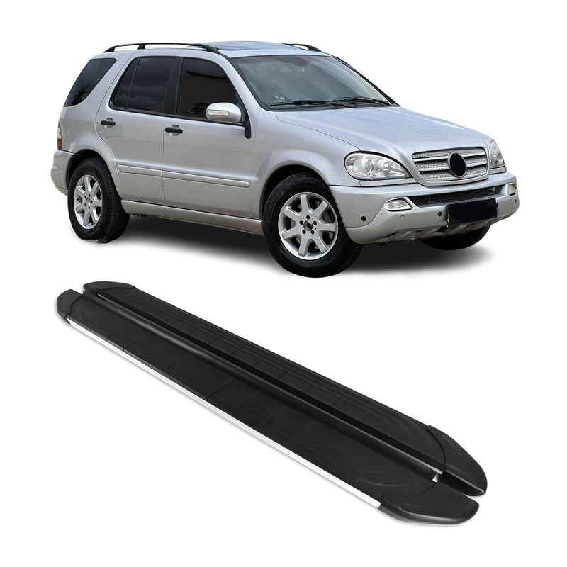 Marchepieds Latéraux pour Mercedes Classe M W163 1998-2005 Alu Gris Noir 2Pcs