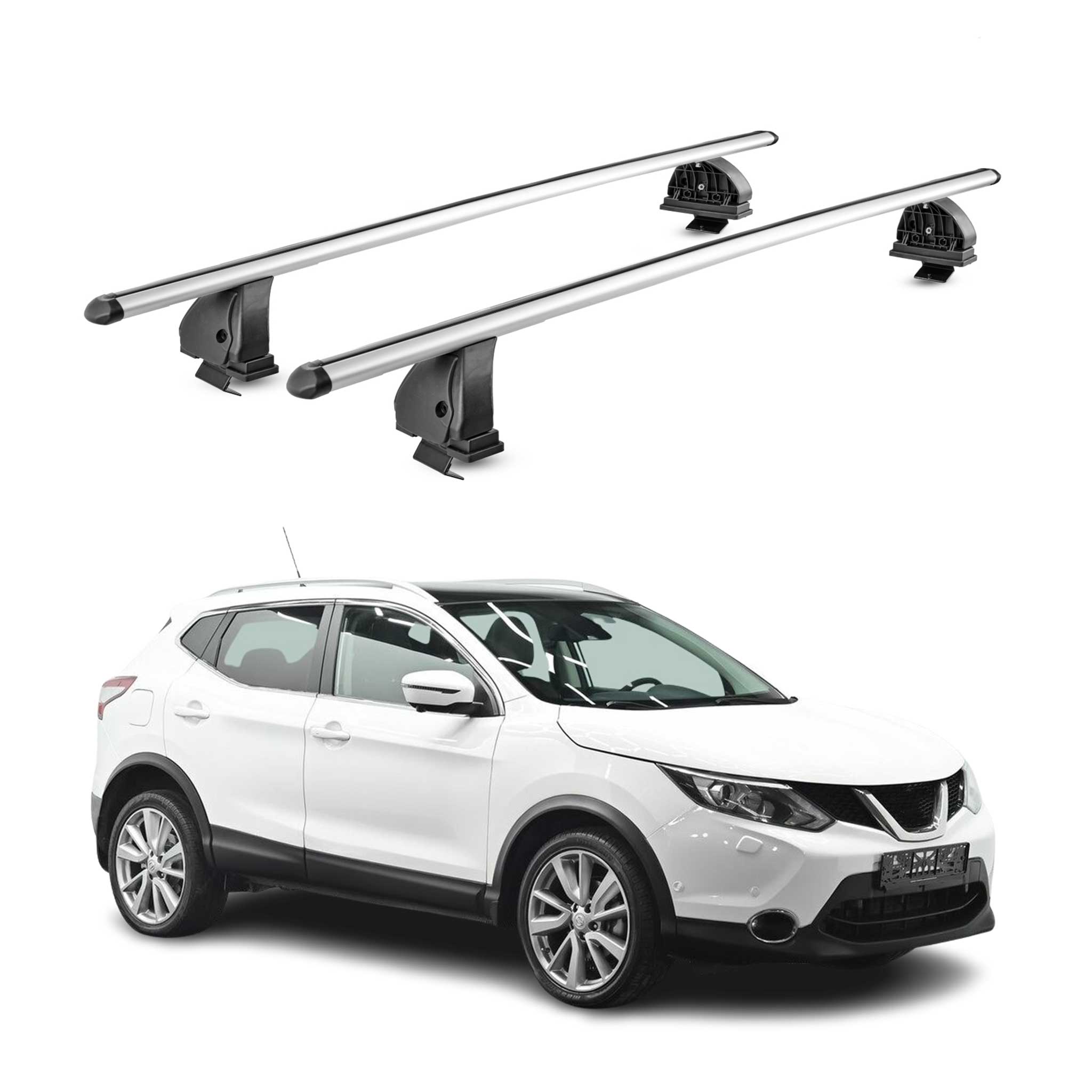 Barres de toit transversales Alu pour Nissan Qashqai J11 2014-2021 TÜV Gris 2Pcs