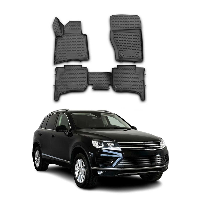 OMAC Tapis de sol pour VW Touareg 2010-2018 en caoutchouc Noir