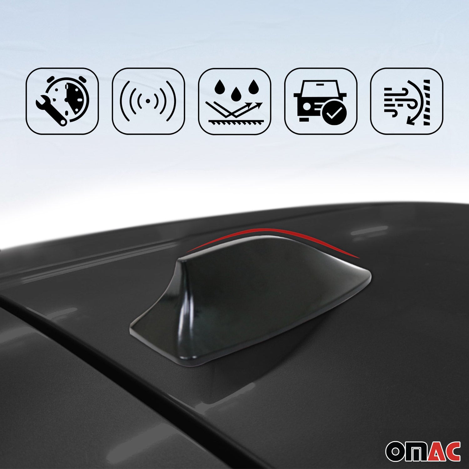 Antenne de toit Universelle Aileron Requin pour voiture Radio AM/FM Noir