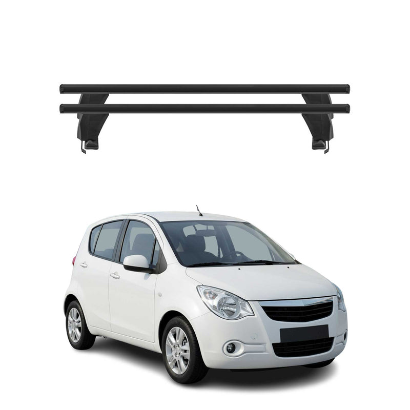 Menabo Barres de toit Transversales pour Opel Agila 2007-2015 Alu Noir ABE 2x