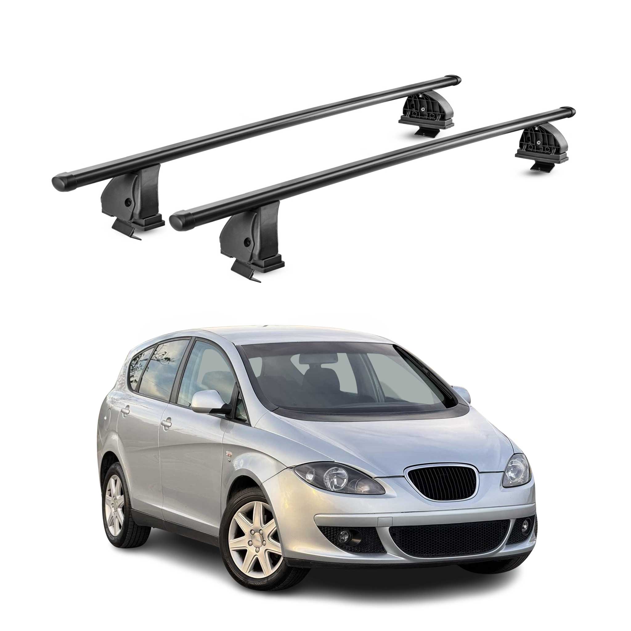 Barres de toit transversales acier pour Seat Altea 2004-2015 TÜV 75 kg Noir 2Pcs