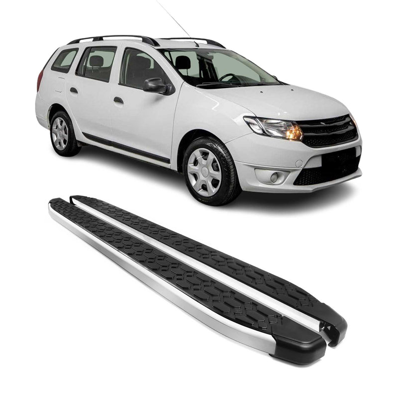 Marchepieds Latéraux pour Dacia Logan MCV 2013-2021 Gris Noir Aluminium 2Pcs