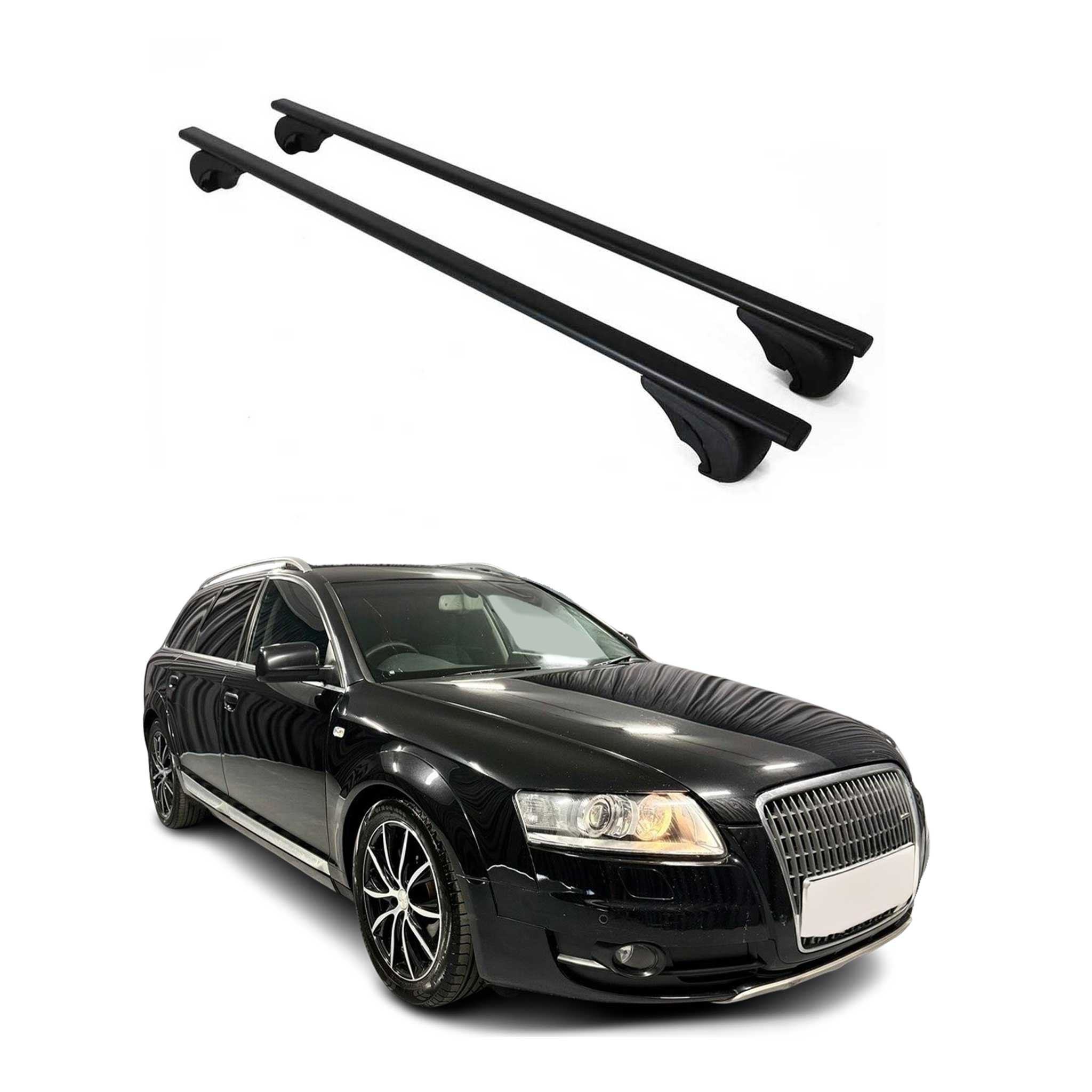 Barres de toit transversales pour Audi A6 C6 Allroad 2006-2011 Fer Noir 2x