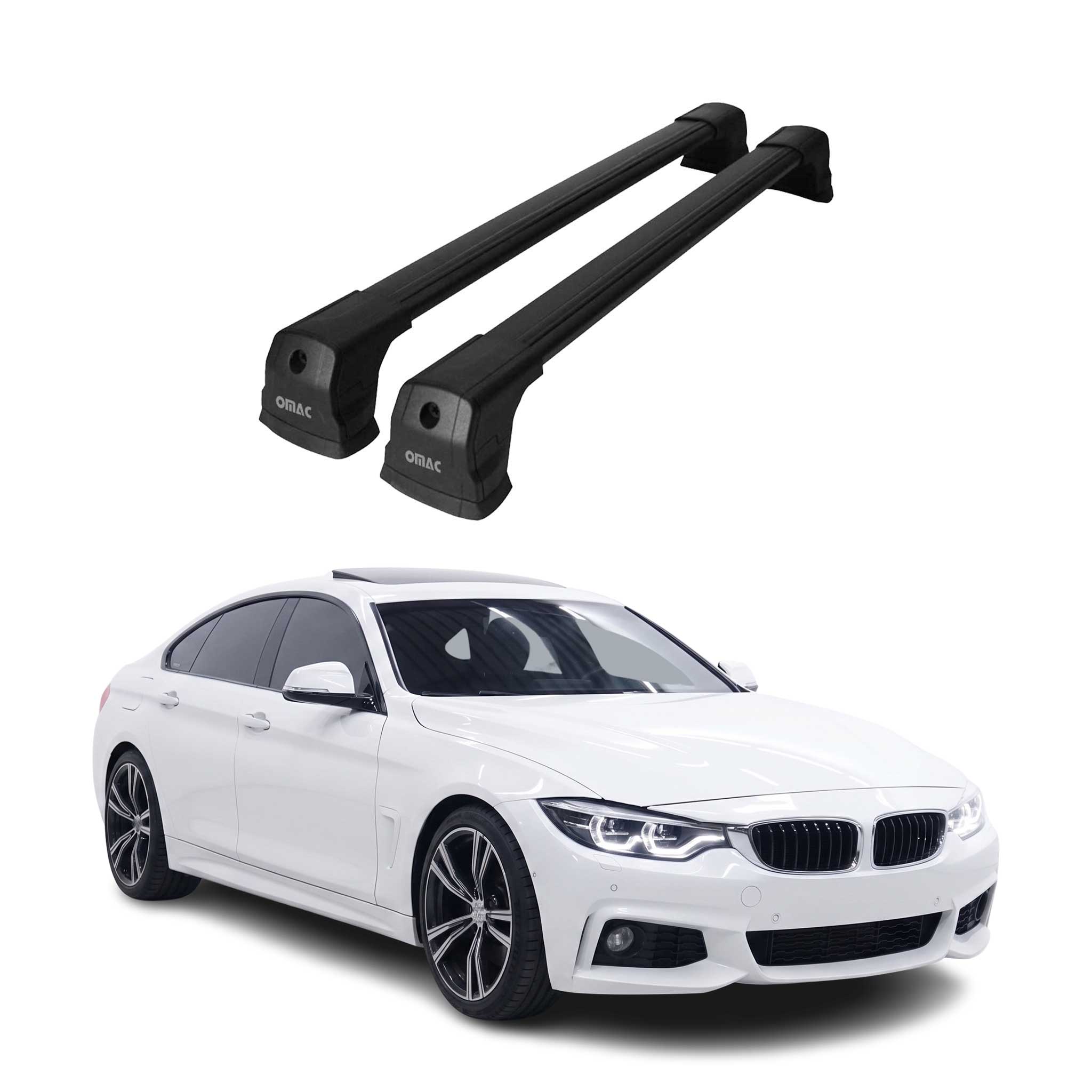 Barres de toit transversales pour BMW Série 4 F36 Gran Coupe 2014-2021 Noir Alu