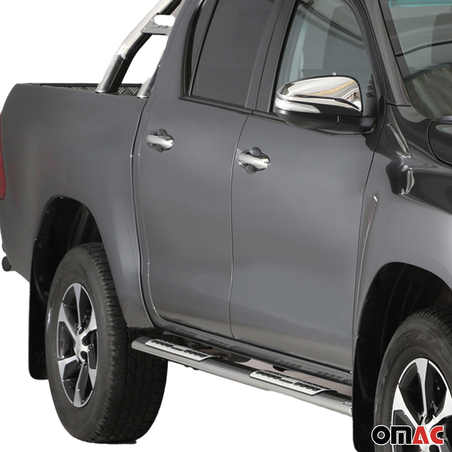 Marchepieds Latéraux pour Toyota Hilux Double Cab 2016-2018 Acier Inoxy Argent