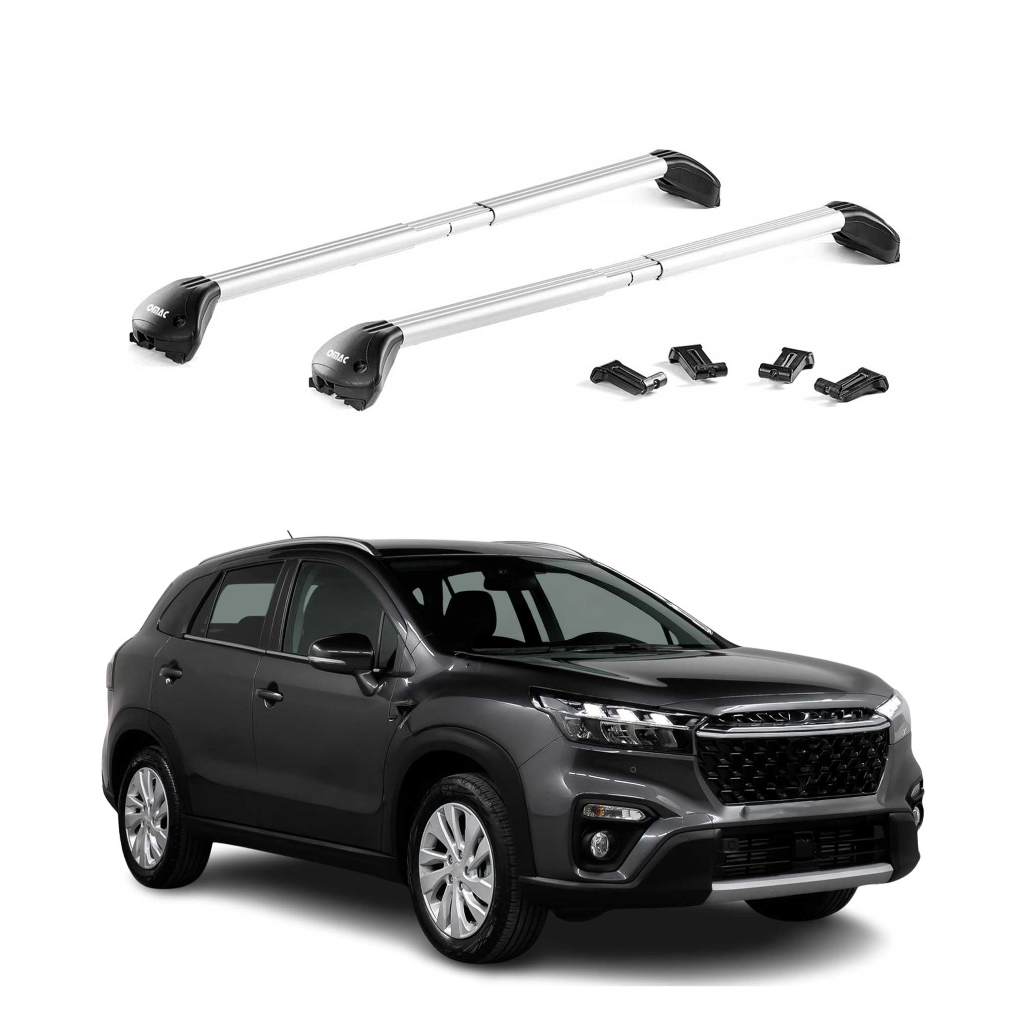 Barres de toit transversales pour Suzuki S-Cross 2022-2026 Alu Gris 2x ABE