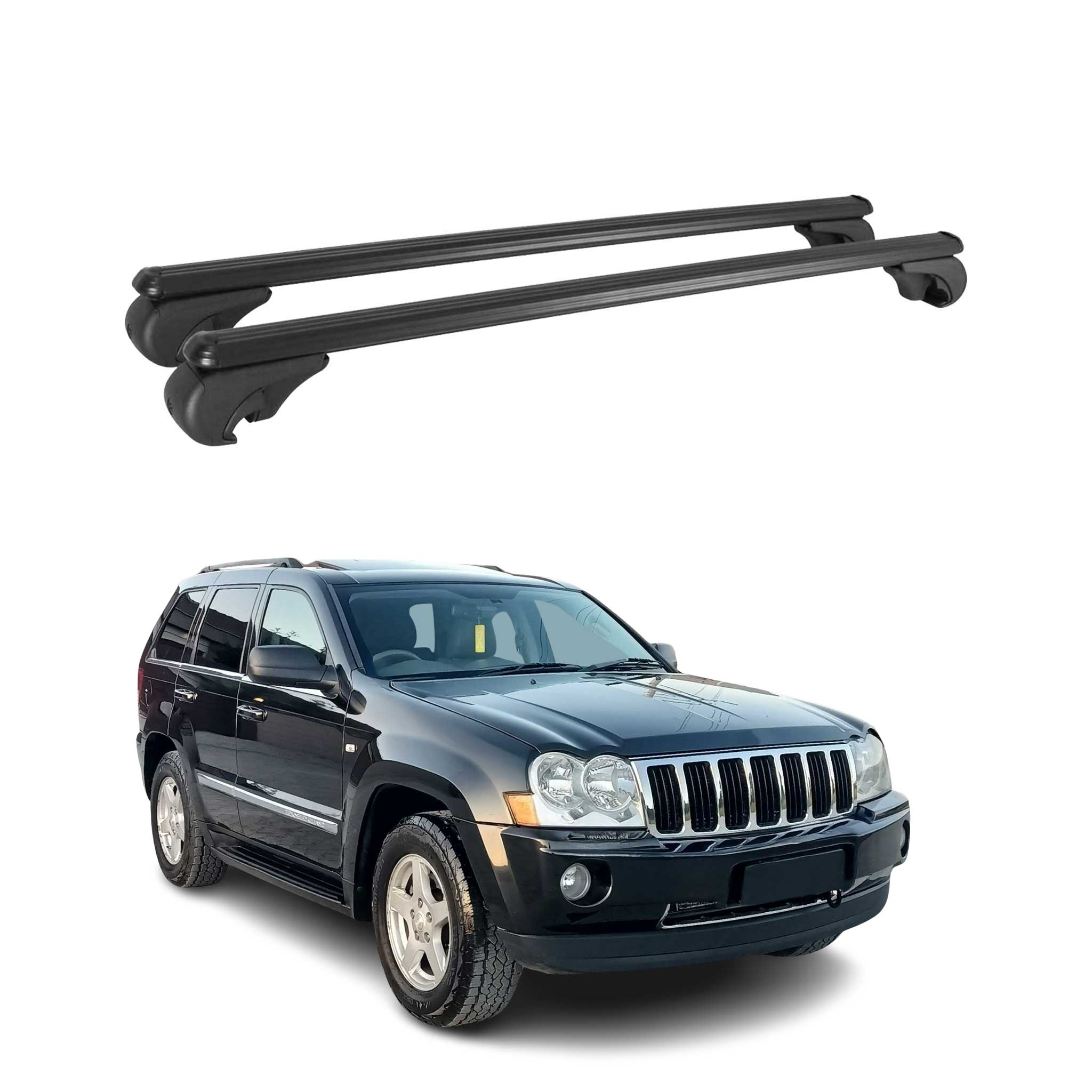Barres de toit Transversales pour Jeep Grand Cherokee 2005-2010 Aluminium Noir