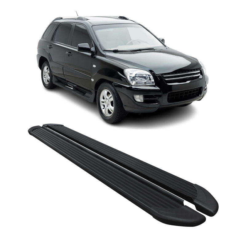 Marchepieds Latéraux pédale pour Kia Sportage 2004-2010 Noir Aluminium 2Pcs